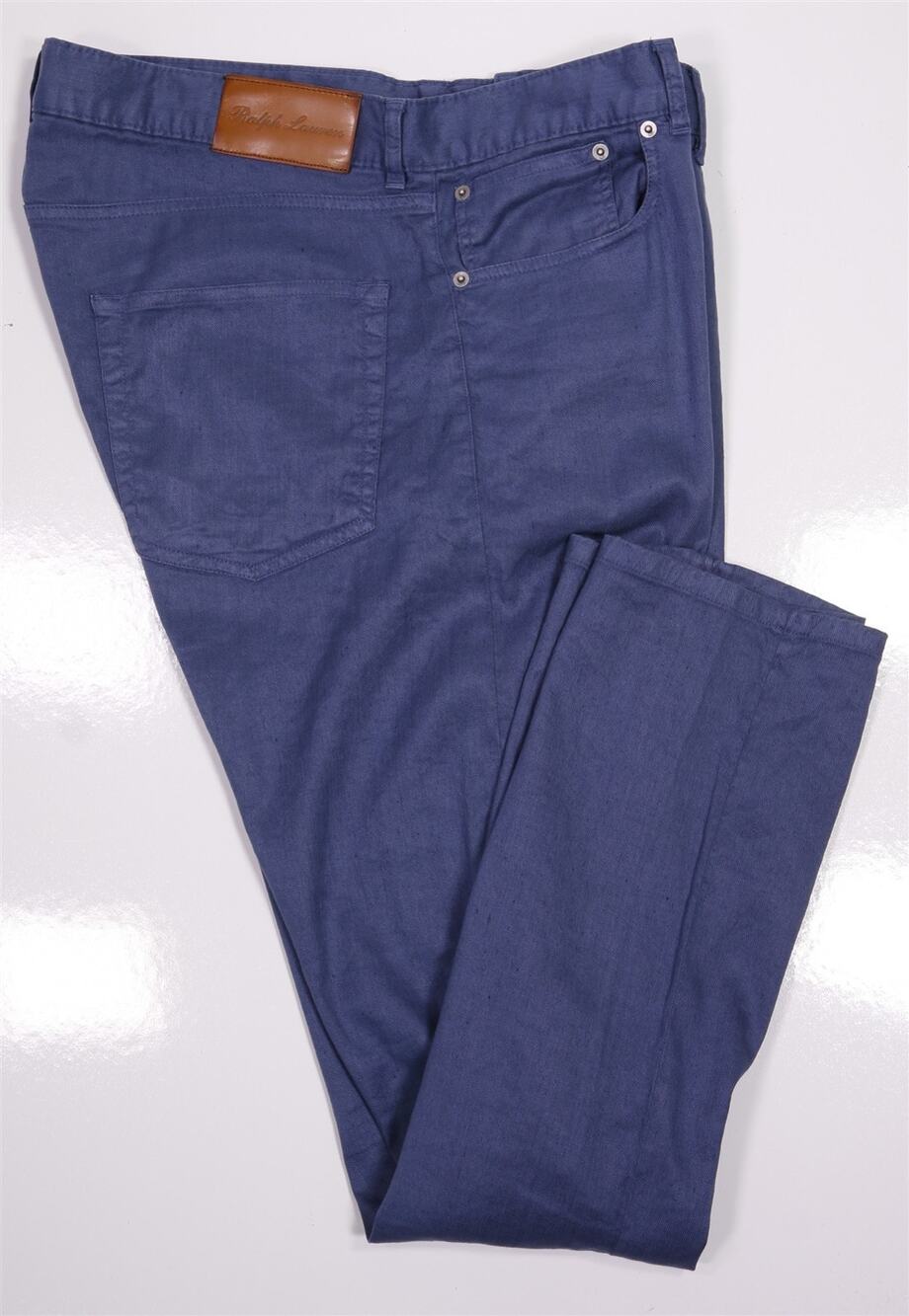 Ralph Lauren Purple Label Navy Blue 5-Pocket Slim Fit Linen Jeans Pants 36x32